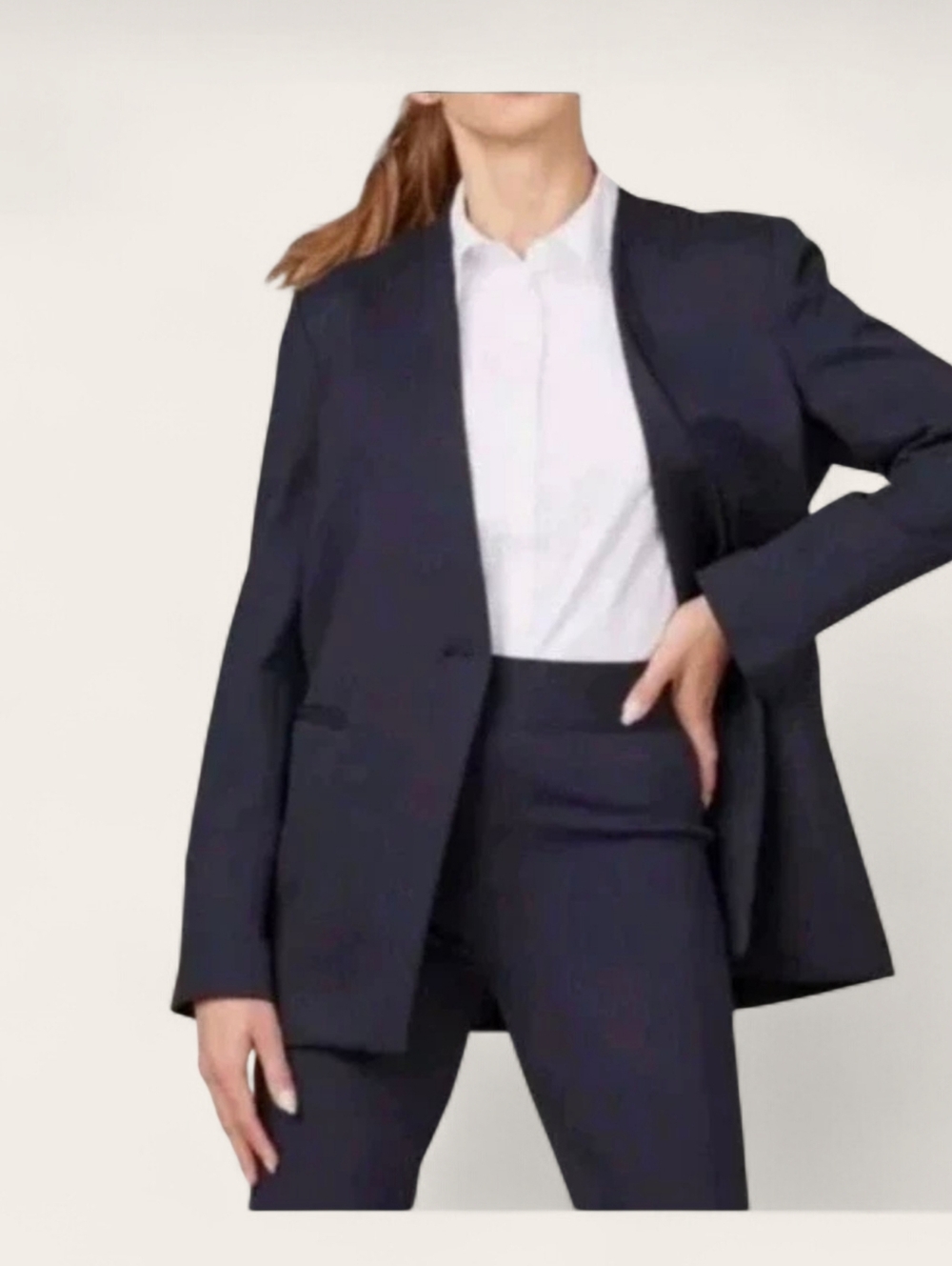 SPANX The Perfect Collarless Blazer  20384R Navy Gray Pinstripe    Women Size XL